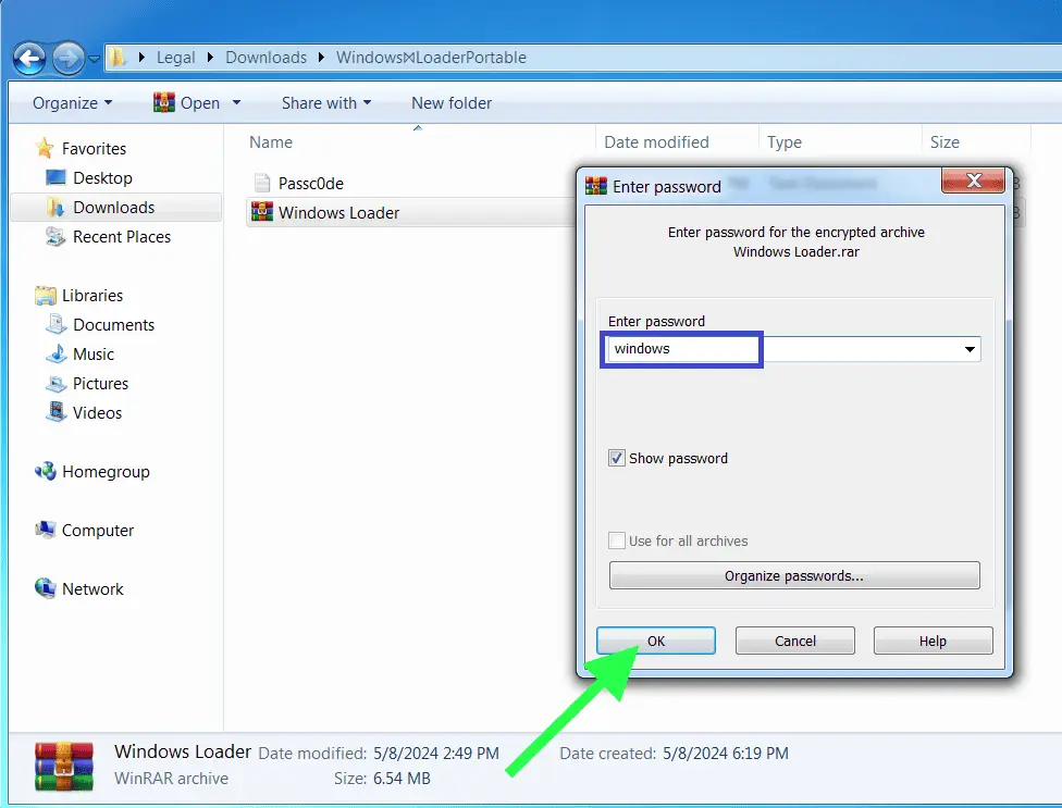 Zip password is Windows