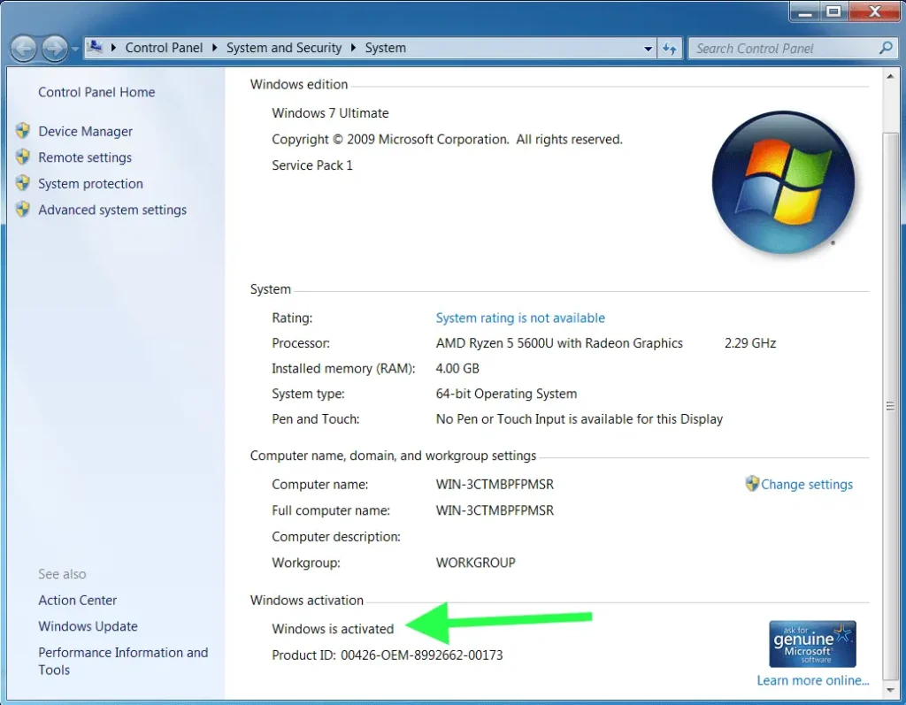 Check Windows 7 Activation Status