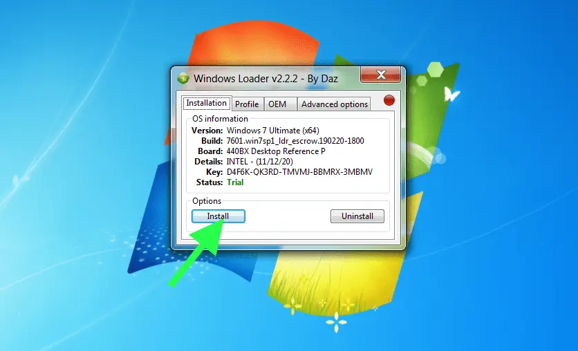 Windows Loader click install